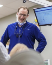 Dr. Crago talking to a patient