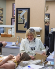 Dr. Poole talking with a patient