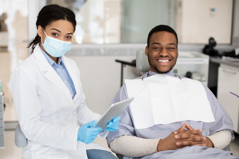 male patient visiting the dentist for a checkup